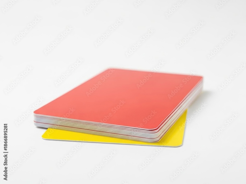 Fototapeta premium Red and yellow plastic cards on white background