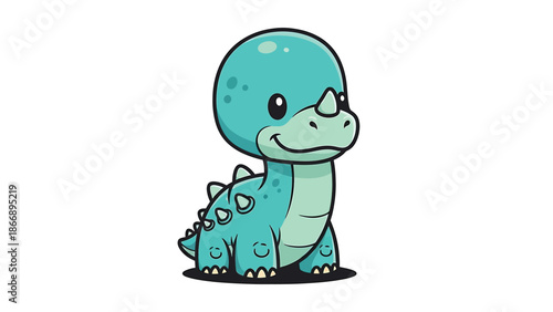 Adorable Cartoon Triceratops A Cute and Playful Dinosaur Illustration.