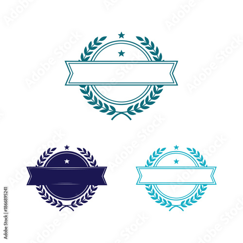 Classic laurel wreath badges with ribbons