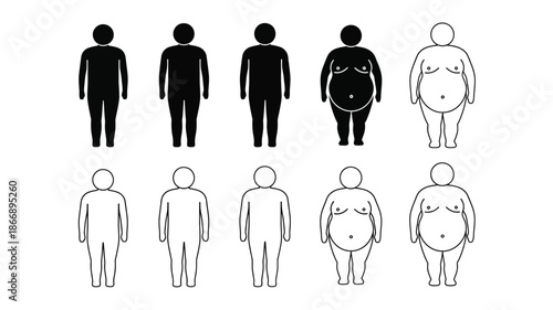 Illustrating diverse body shapes and sizes with simple human figure icons