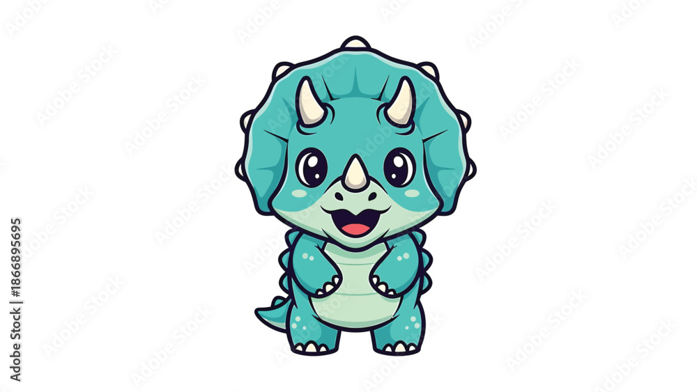 Obraz premium Adorable Cartoon Triceratops A Delightful Dinosaur Illustration 1.