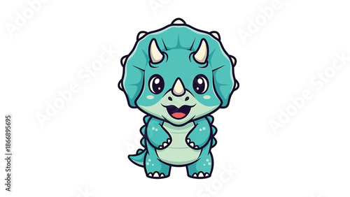 Adorable Cartoon Triceratops A Delightful Dinosaur Illustration 1.