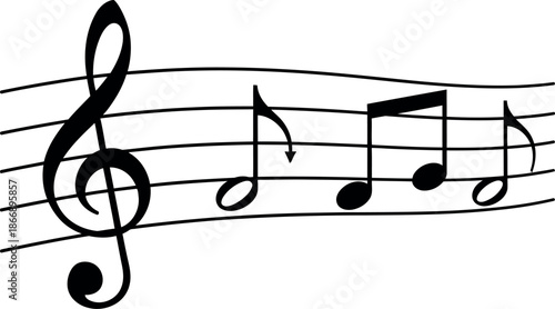 Music note on staff with treble clef