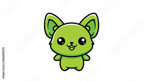 Adorable Green Creature with Big Eyes and Pointed Ears.