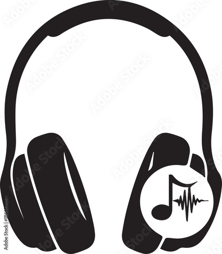 Headphones with musical note