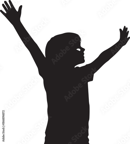 Child raising hands in excitement