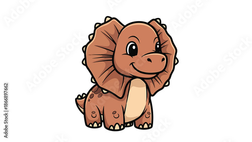 Adorable Cartoon Dilophosaurus with Frill and Friendly Expression.