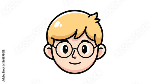 Cartoon Boy with Glasses A Friendly and Approachable Character.