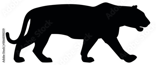 Black silhouette illustration of a puma depicting it walking for wildlife branding