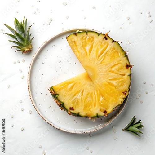 Pineapple Slice on White Plate