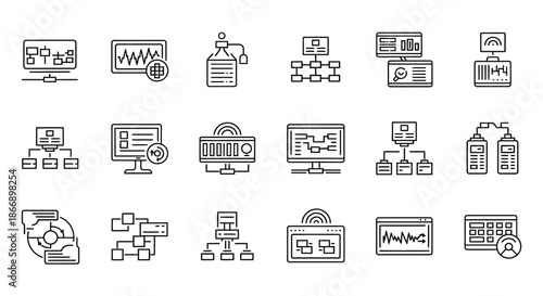 Collection of technology and data icons