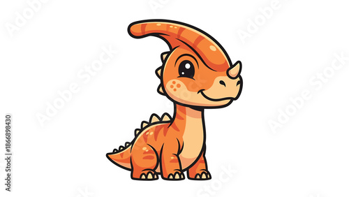 Adorable Cartoon Parasaurolophus Dinosaur with a Friendly Smile 1.