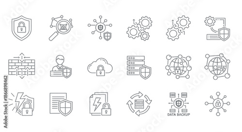 Collection of security and data protection icons