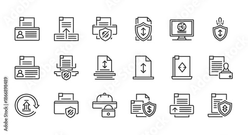 Collection of data security and management icons