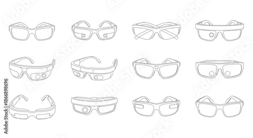 Collection of modern augmented reality glasses
