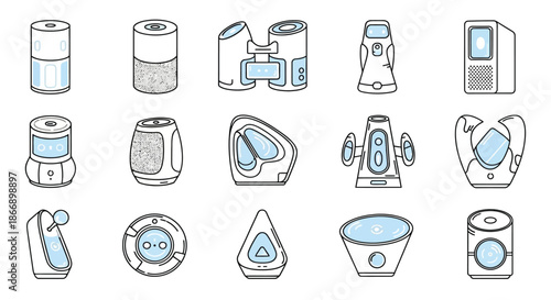 Collection of modern home appliances