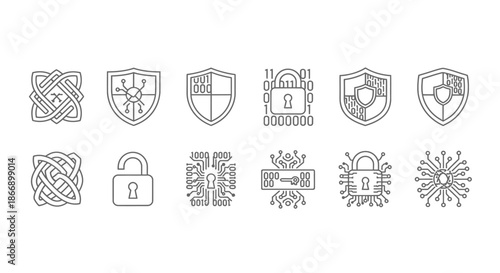 Collection of security and protection icons