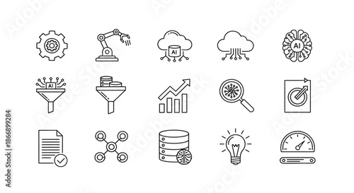 Various icons representing technology and innovation
