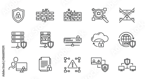 Collection of cybersecurity icons