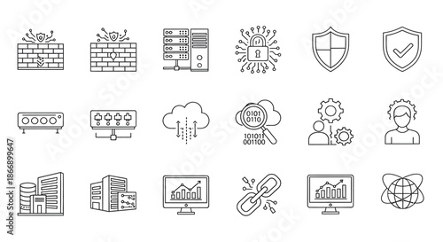 Modern it infrastructure and security icons