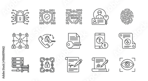 Collection of security and data protection icons
