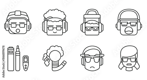 Creative cartoon characters with accessories