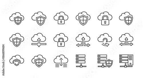Cloud security icons representing data protection