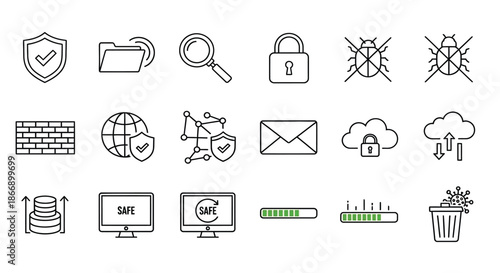 Icons representing cyber security measures