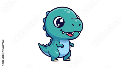 Adorable Cartoon Tyrannosaurus Rex Character Illustration on White Background 2.