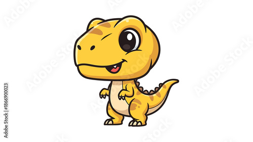 Adorable Cartoon Tyrannosaurus Rex Character Illustration on White Background 10.