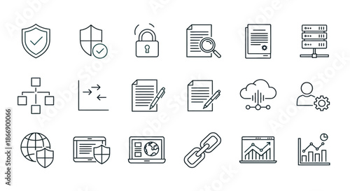 Illustrations of various security and data management concepts
