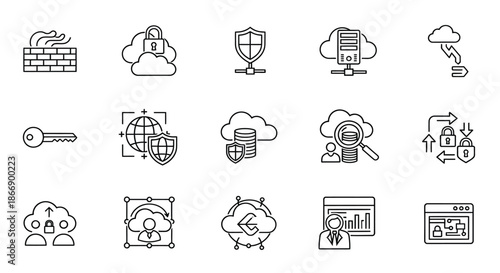 Cloud security and data protection icons