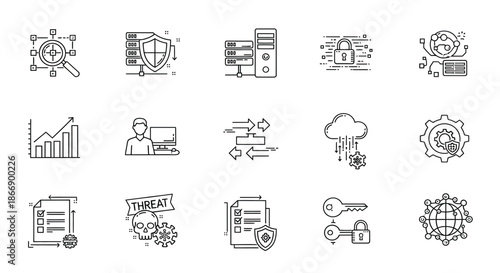 Cybersecurity and data protection icons