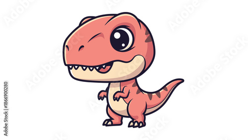 Adorable Cartoon Tyrannosaurus Rex Character Illustration on White Background 11.