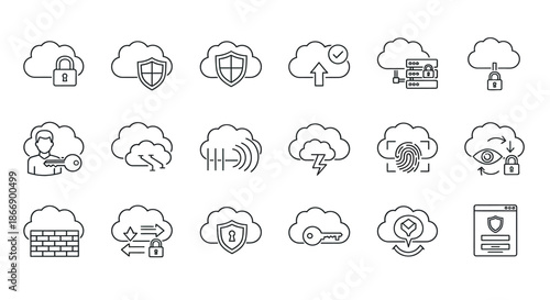 Cloud security icons collection