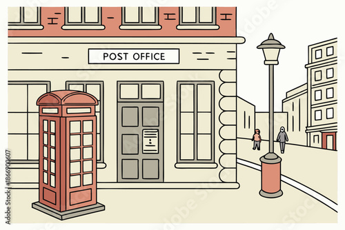 Royal Mail Post Office Icon Showing Communication and Postal Services in London