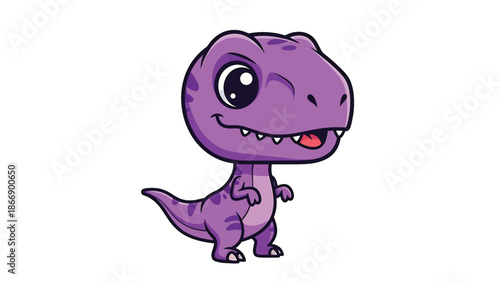 Adorable Purple Cartoon Tyrannosaurus Rex Character Illustration 1.