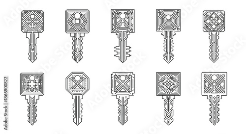 Collection of intricately designed keys