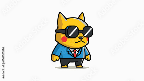 Cartoon Dog in Suit and Sunglasses A Stylish Character Illustration.
