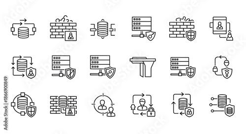 Network security and data protection icons