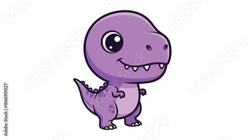 Adorable Purple Cartoon Tyrannosaurus Rex with Big Eyes and a Sweet Smile.