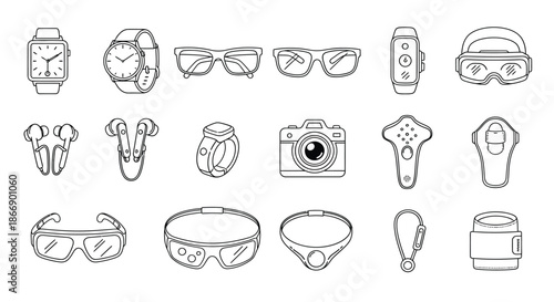 Collection of modern wearable gadgets