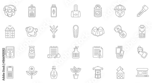 Collection of various icons illustrating different concepts