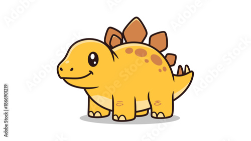 Cute Cartoon Stegosaurus with Plates and Spots Illustration.