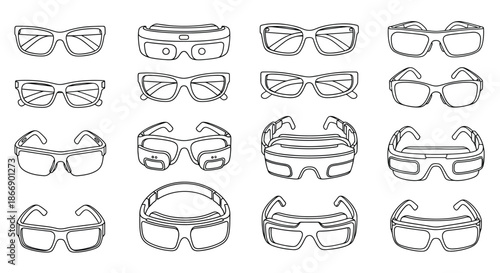 Collection of futuristic and modern glasses designs