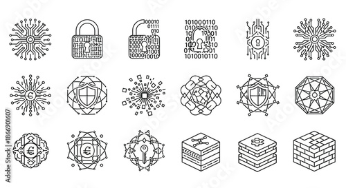 Abstract security icons collection