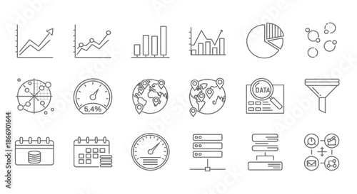 Collection of data visualization and business icons