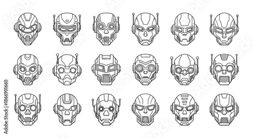 Collection of futuristic helmet designs