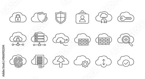Cloud computing and data security icons