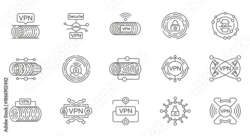 Collection of vpn and security icons